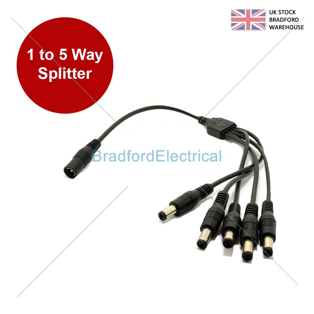 8 Way CCTV DC Power Splitter Adapter Cable For 12V 9V PSU Security Camera UK