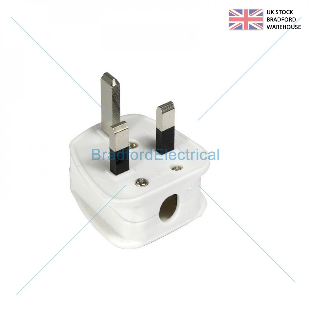 10 x White 13A 3 UK Pin Plug Fused 13A to BS1363